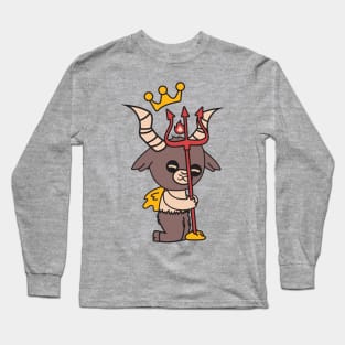 Cute Little Satan Goat with Crown and Trident Long Sleeve T-Shirt